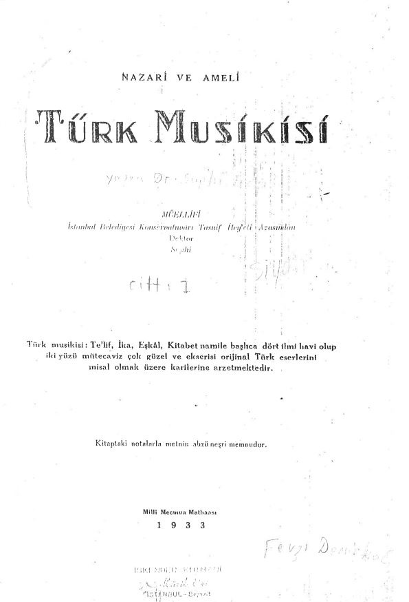 Nazari ve Ameli Türk Musikisi Cilt I
